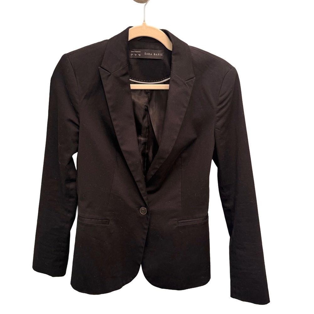 Zara Women's Black One Button Blazer